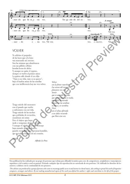 Volver (Fernando Polonuer - coro mixto SAB)